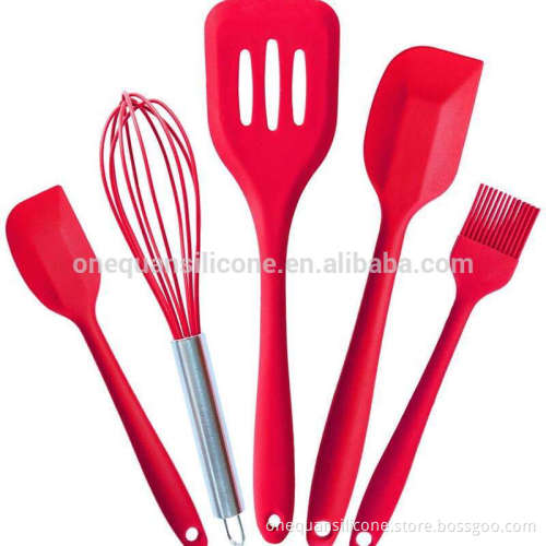 promotional gifts christmas new red color silicone rubber cooking utensils Non stick untensil set cheap price